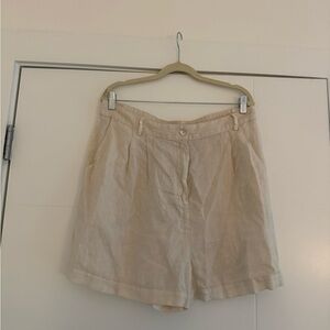 DONNI. Light Beige Linen-Blend Bermuda Shorts